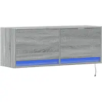 vidaXL Armoire TV murale avec éclairage LED Gris Sonoma 100x31x35 cm