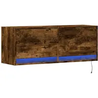 vidaXL Armoire TV murale avec éclairage LED chêne fumé 100x31x35 cm