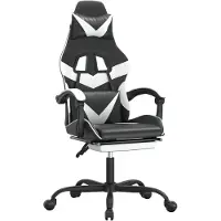 vidaXL Chaise de jeu pivotante et repose-pied Noir et blanc Similicuir