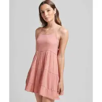 Superdry Vintage Mini Beach Cami Sleeveless Dress Rose 2XS Femme