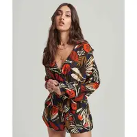 Superdry Vintage Beach Long Sleeve Romper Noir 2XS Femme