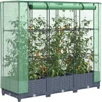 vidaXL Potager surélevé avec couverture de serre aspect rotin 120x40x123 cm