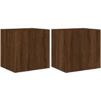 vidaXL Armoires TV murales avec lampes LED 2 pcs. Brun imitation chêne