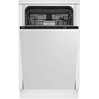Beko DIS48120, Entièrement intégré, Simple (45 cm de large), Blanc, LED, 3 paniers/corbeilles, Plus bas, plus haut