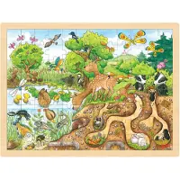 Goki Puzzle en bois Découverte de la nature - - Moins de 100 pièces - Vert