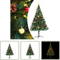 The Living Store Arbre de Noël artificiel avec éclairage & boules Vert 150 cm
