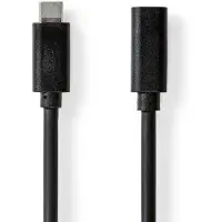 Nedis Câble USB | USB 3.2 Gen 1 | USB-C mâle | USB-C femelle | 4K@60Hz | 5 Gbps | Nickelé | 2,00 m | Rond | PVC | Noir | Boîte