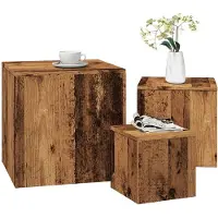 vidaXL Tables d'appoint 3 pcs vieux bois bois d'ingénierie