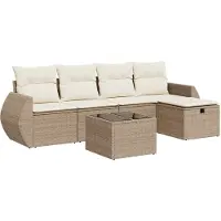 vidaXL Ensemble de salon de jardin 6 pièces avec coussins Beige Poly Rattan