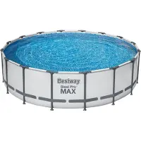 Bestway Steel Pro MAX Kit piscine à cadre complet avec pompe de filtration Ø 488 x 122 cm , gris clair, rond
