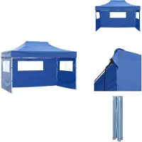 vidaXL Tente pliante avec 3 parties latérales 3x4,5 m Bleu - Pavillons & Tentes de réception