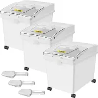 Vevor Conteneur de Riz à Roulettes 3PCS Bac à Riz avec Couvercle Coulissant 40L*3 Boîtes de Stockage de Rangement de Céréales à Farine à Ingrédients en Plastique pour la Conservation Alimentaire