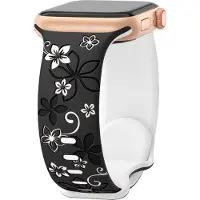 Cover-Discount Apple Watch 42/41/40mm - Bracelet de remplacement en silicone Floral (Silicone), Sangles de montre, Blanc