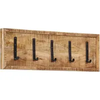 vidaXL Porte-manteau mural avec 5 crochets bois de manguier massif