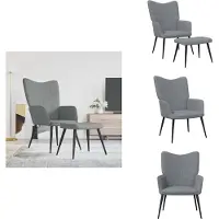 vidaXL Fauteuil de relaxation avec pouf Tissu gris clair - Fauteuil
