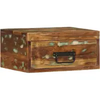 vidaXL Table de chevet murale bois massif de récupération