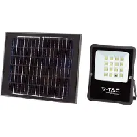 V-TAC Projecteur LED Solar 16W Télécommande, AUTO, Timer IP65 VT-55200 6400K 1600lm
