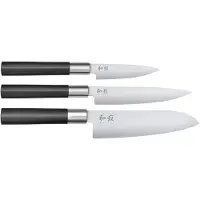 Kai Set 3 Couteaux Wasabi Black Précision Japonaise, Lames Acier Inoxydable, Polyvalence Culinaire - France