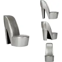 vidaXL Chaise en forme de talon aiguille Argenté Similicuir - Fauteuil