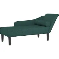 vidaXL Chaise longue avec coussin Tissu vert foncé