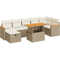 vidaXL Ensemble de salon de jardin 5 pièces avec coussins Beige Poly Rattan