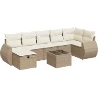 vidaXL Ensemble de jardin canapé 8 pièces avec coussins Beige Poly Rattan