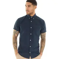 Jack & Jones Chemise Oxford Classique à Manches Courtes Bleu Marine Homme Blazer