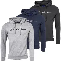Jack & Jones Sweatshirts à Capuche Jax Homme, lot de 3 / Gris Mélange Clair / Blazer Marine