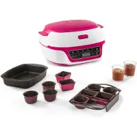Tefal Machine à gâteaux 1100w blanc/framboise - - KD810112 - cake factory délices