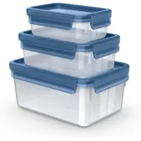 Tefal MasterSeal Eco N1171818, Set, Rectangulaire, Bleu, Transparent, Polypropylène (PP), Elastomère thermoplastique (TPE), Allemagne, 655 g