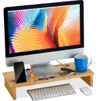 Relaxdays Monitorständer, Réhausseur pour moniteur, Marron