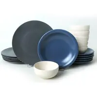 Hermia Concept , X000150970000000000000, Service de table en céramique (18 pièces), 100 % CÉRAMIQUE, Bleu, 26 cm