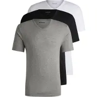 BOSS pour homme. 50475285 Lot de 3 t-shirts à col en V blanc, gris et noir (L), Casuel, Coton, Manche courte
