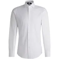 BOSS Chemise Slim Fit en popeline de coton mélangé facile à repasser