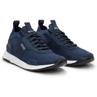BOSS Baskets basses 'Titanium' bleu foncé / gris