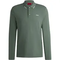 HUGO Derrikos 10269326 Long Sleeve Polo Vert L Homme