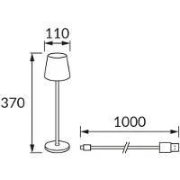 Strühm 04367 Lampe de table à LED 'TOGA LED WHITE CCT' à intensité variable, IP54, pour l'extérieur, interrupteur intégré, 3000K-4400K-6000K