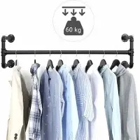 OEM Tringle murale industrielle, 2 tringles, 2 rails de suspension, 110 cm, noir
