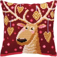 Collection D'Art Coussin de point de croix CdA "Pain d'épices de Noël", 5390, 40x40 cm, avec motif de broderie prédéfini
