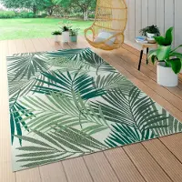 Paco Home Tapis d'intérieur & d'extérieur Tissu plat Jungle Gecarvtes Design floral palmier vert Taille 200x290 cm