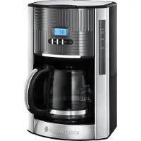 Russell Hobbs Cafetière Geo Steel 25270-56 Verseuse en verre numérique Minuterie 12 tasses
