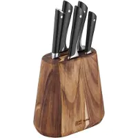 Tefal Ensemble de couteaux 6 pièces Jamie Oliver - Comprend un bloc à couteaux - Bois/Acier inoxydable