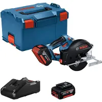 Bosch GKM 18V-50 Professional Scie circulaire portative sans fil pour métaux 18 V 136 mm ( 06016B8002 ) Brushless + 2x batterie 5,0 Ah + chargeur + L-Boxx