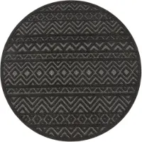 Paco Home Tapis d'extérieur résistant aux intempéries Boho & Skandi aspect 3D pour terrasse, balcon et jardin Dimensions 120 cm rond