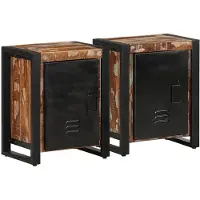 vidaXL Tables de chevet 2 pcs multicolore bois massif de manguier brut