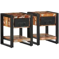 vidaXL Tables de chevet 2 pcs multicolore bois massif de manguier brut