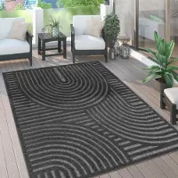 Paco Home Tapis d'extérieur résistant aux intempéries Boho & Skandi aspect 3D pour terrasse, balcon et jardin Dimensions 160 x 220 cm