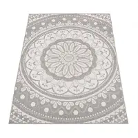 Paco Home Tapis d'extérieur résistant aux intempéries et robuste Motif mandala bohème Facile d'entretien Tissage plat Dimensions 120 x 160 cm