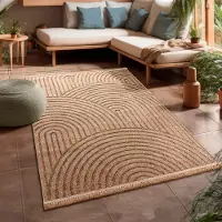 Paco Home Tapis d'extérieur résistant aux intempéries & durable Moderne aspect jute-sisal Terrasse & balcon Dimension 200x280 cm