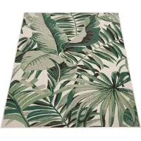 Paco Home Tapis d'extérieur résistant aux intempéries Balcon Palmiers Jungle Motif floral Boho Vert Taille 120x170 cm